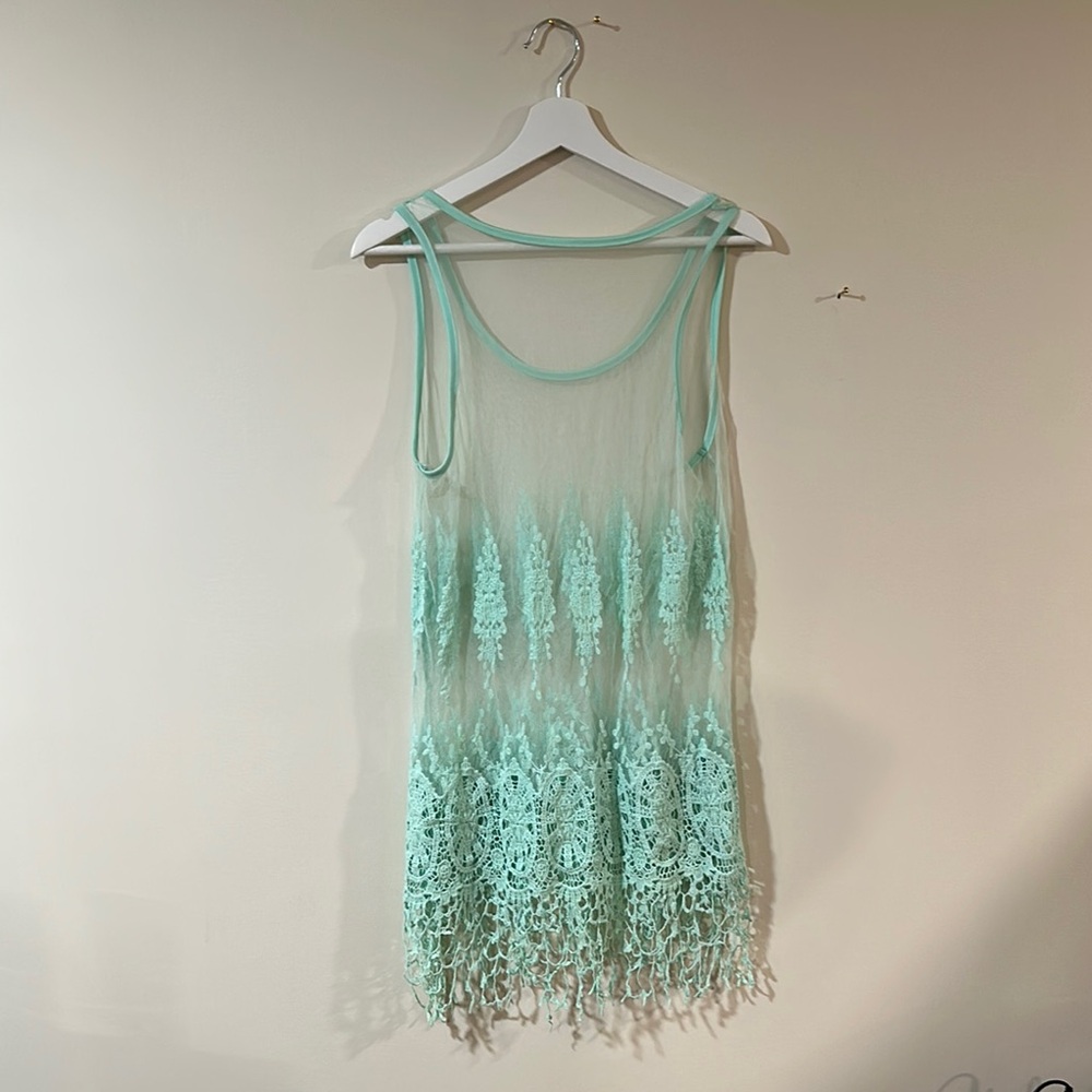 Mint Green Lace Swim Cover-Up